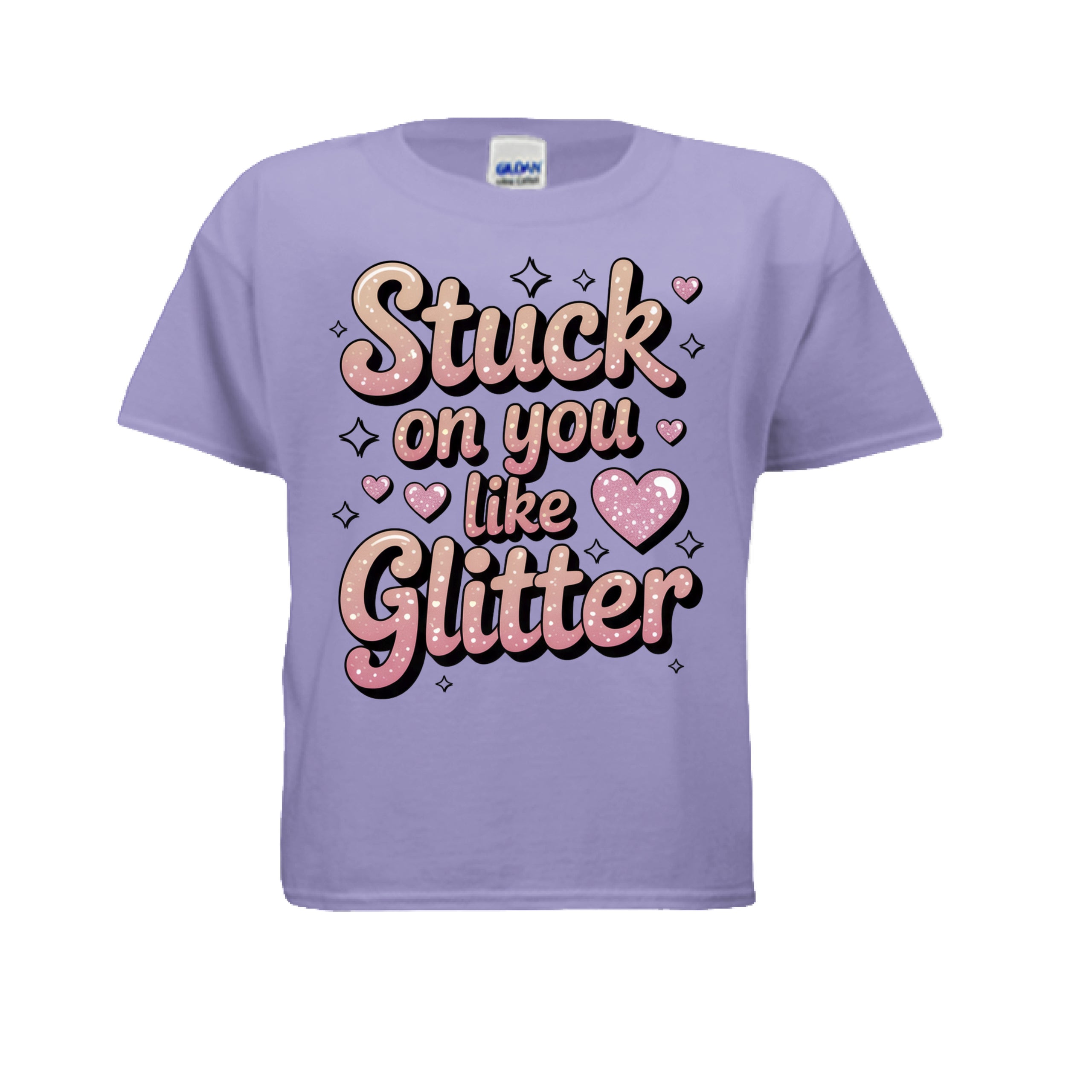 Stuck on You Like Glitter Girls Valentines Day T-Shirt