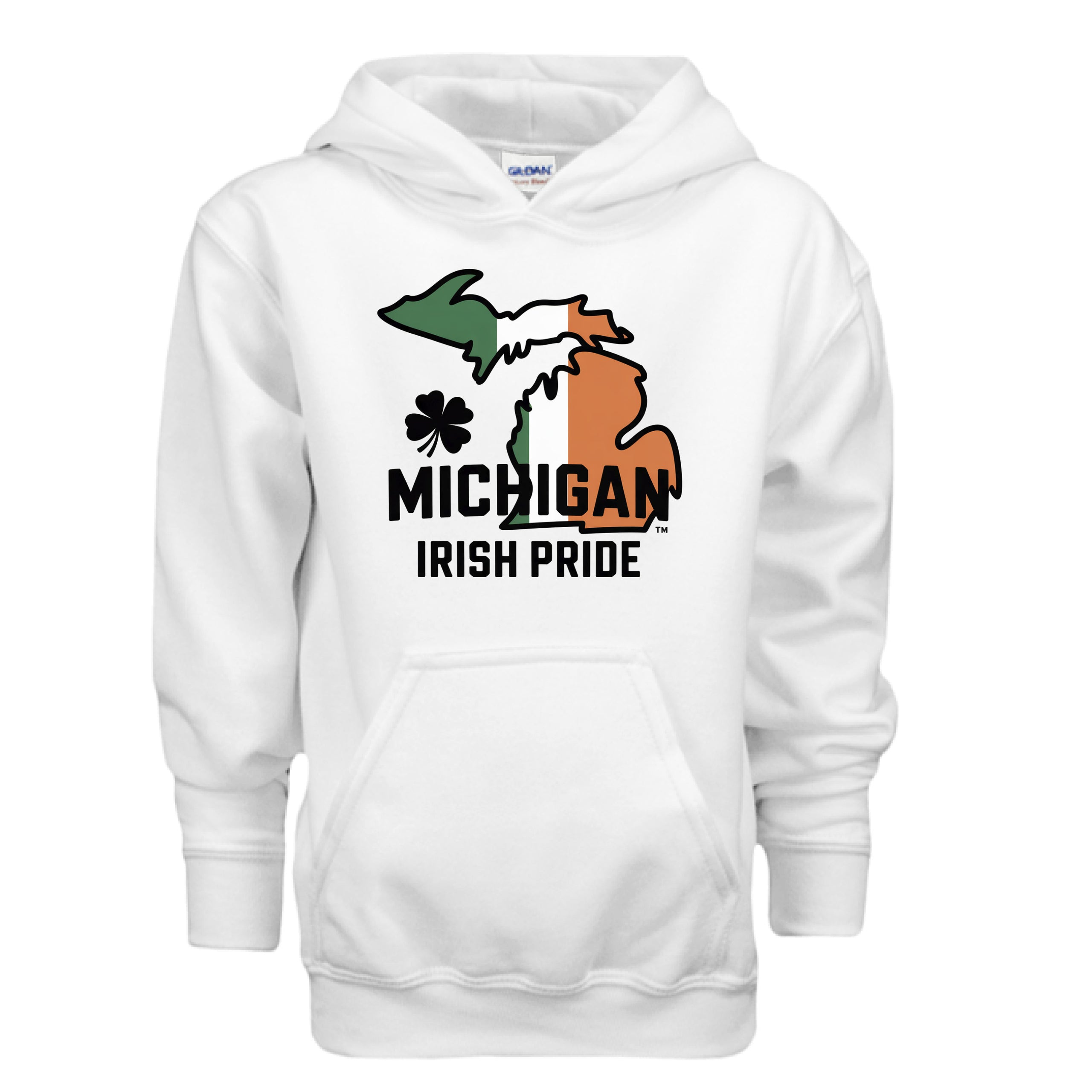Michigan Irish Pride St. Patrick's Day Kid-Friendly Hooded Sweatshirt