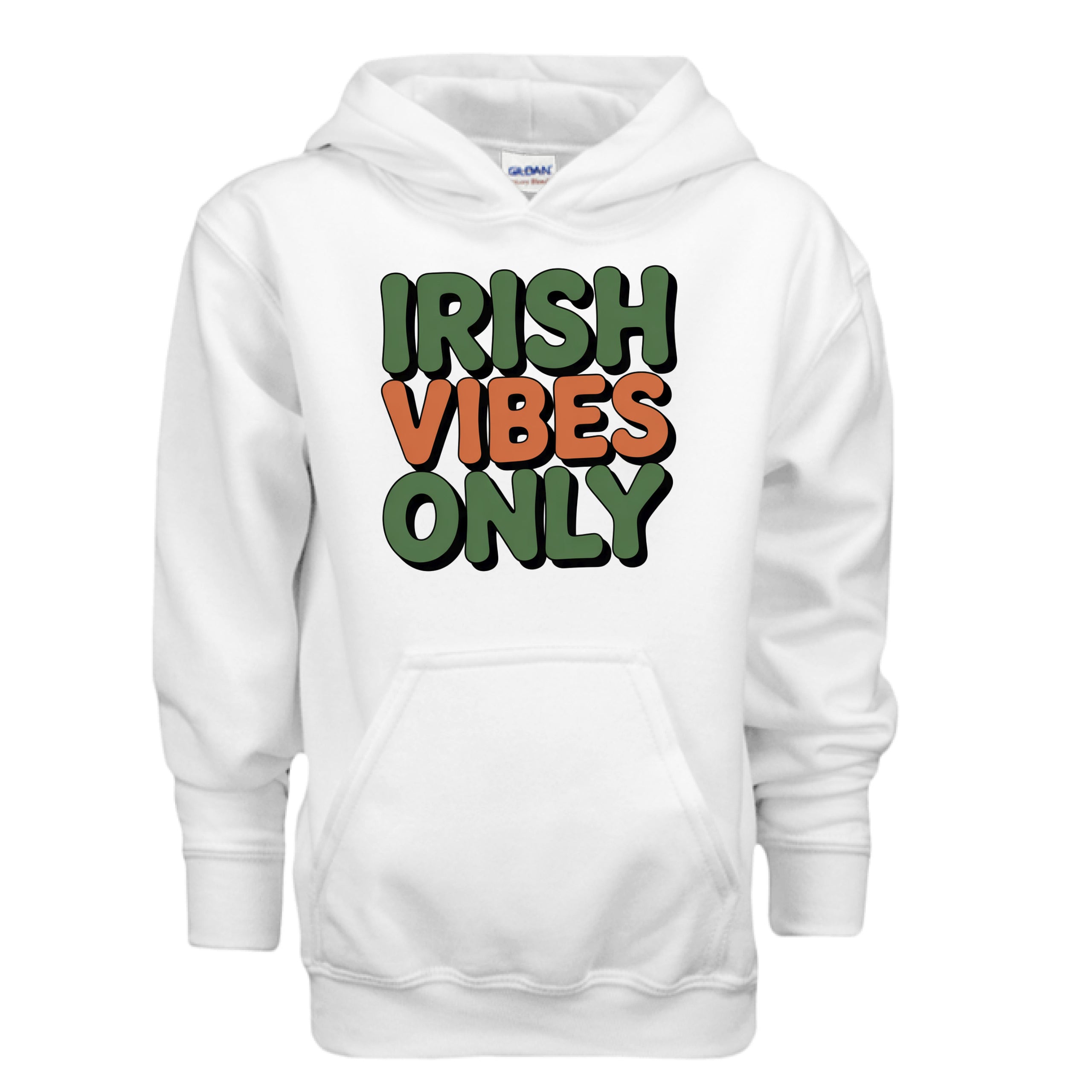 Irish Vibes Only Gold Hunter Kid-Friendly St. Patrick's Day Hooded Sweatshirt