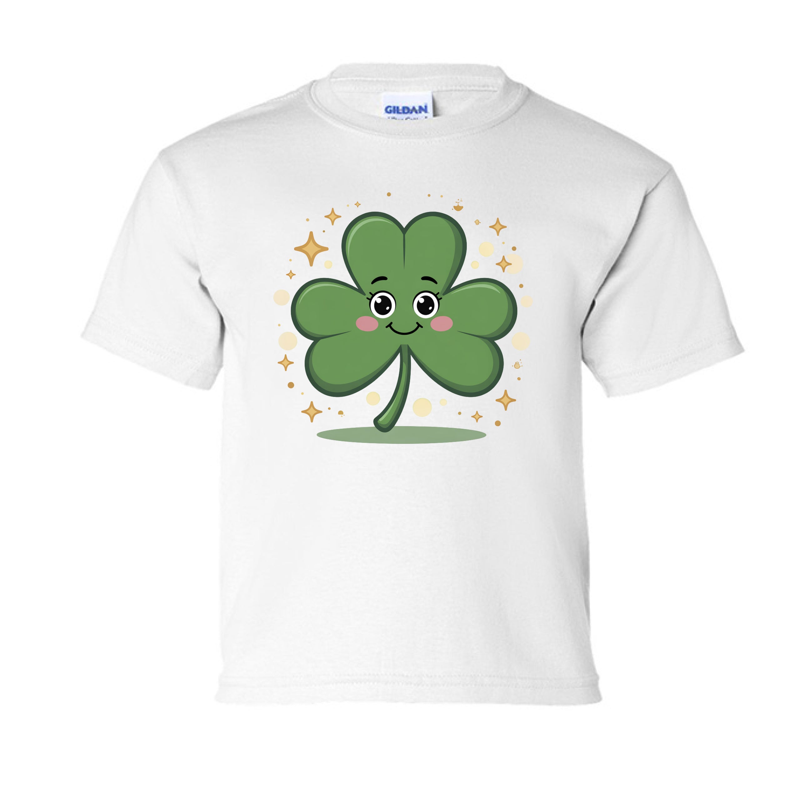 Shamrock with Rosy Cheeks Gold Hunter Kid-Friendly St. Patrick's Day T-Shirt
