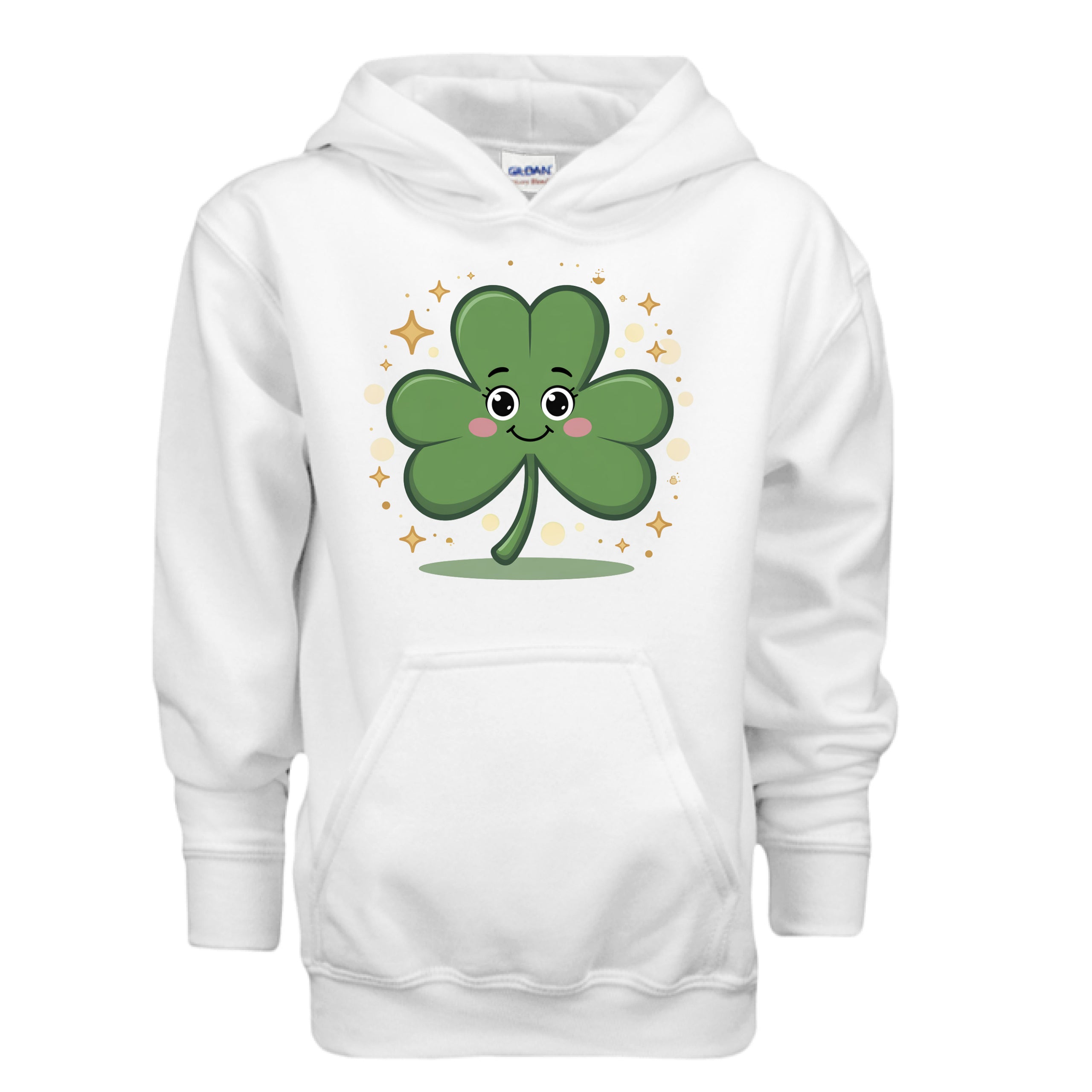 Shamrock with Rosy Cheeks Kid-Friendly St. Patrick's Hooded Sweatshirt